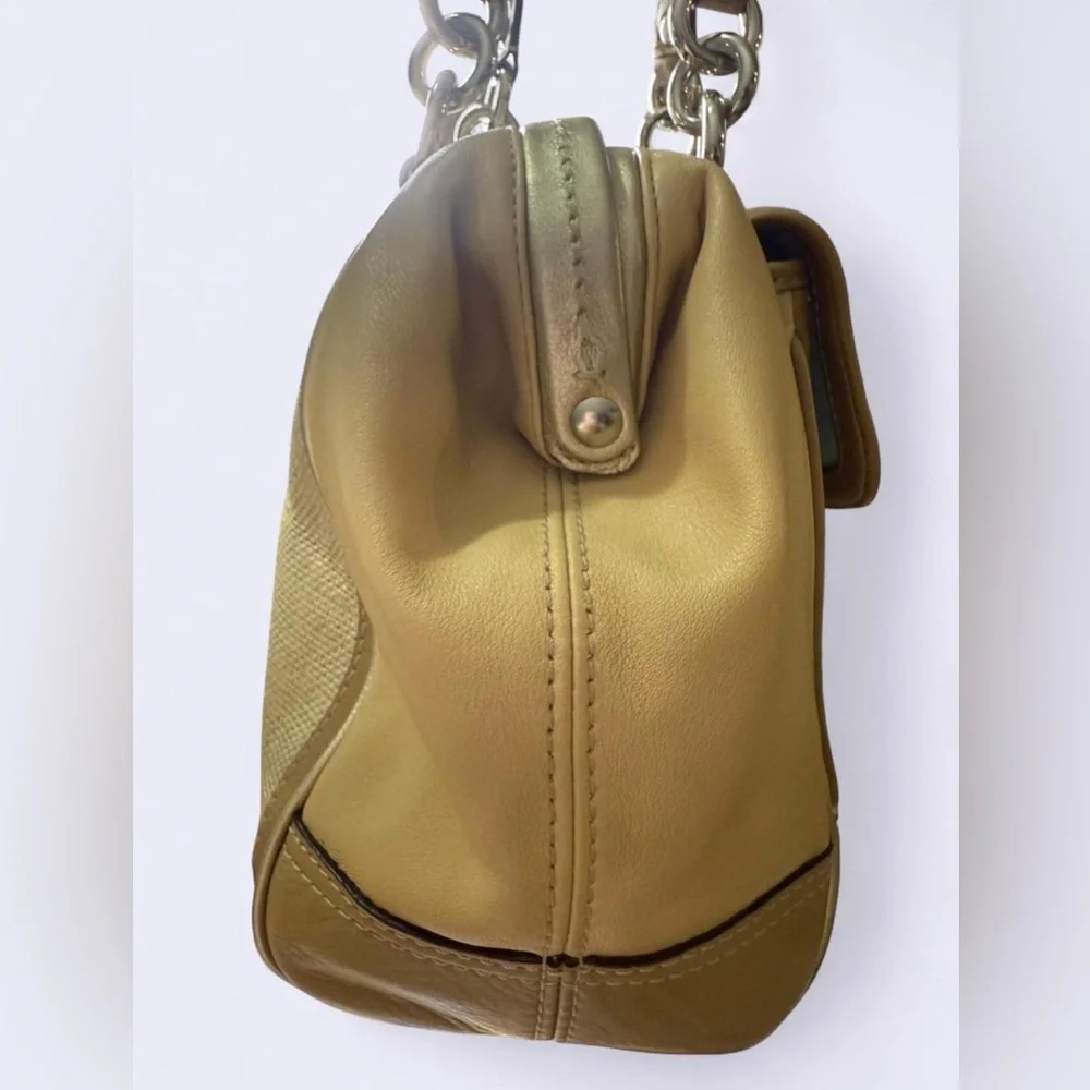 Coach Bonnie Frame Lady Bag Straw and Tan Leather Handbag 2008 - Picture 3 of 7